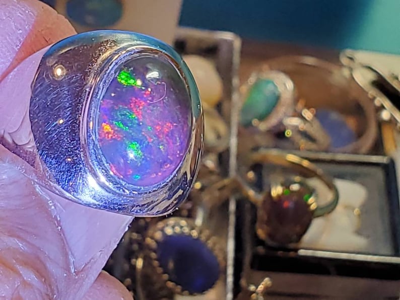 Men/'s opal ring fathers day gift black fire opal opal ring Men/'s ring
