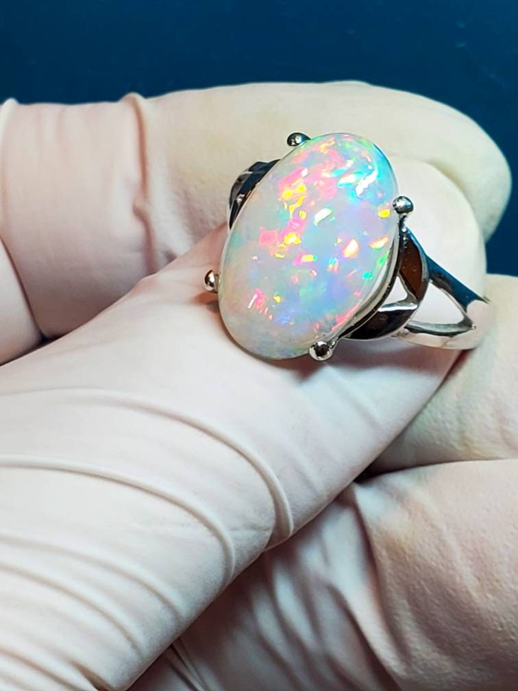 White opal ring Men's opal ring Womens opal ring opal - Etsy 日本