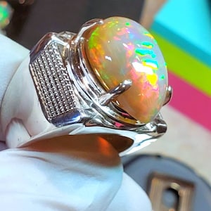 Men&#39;s ring,  dark opal ring, natural opal ring,   opal ring,  opal jewelry,  statement ring