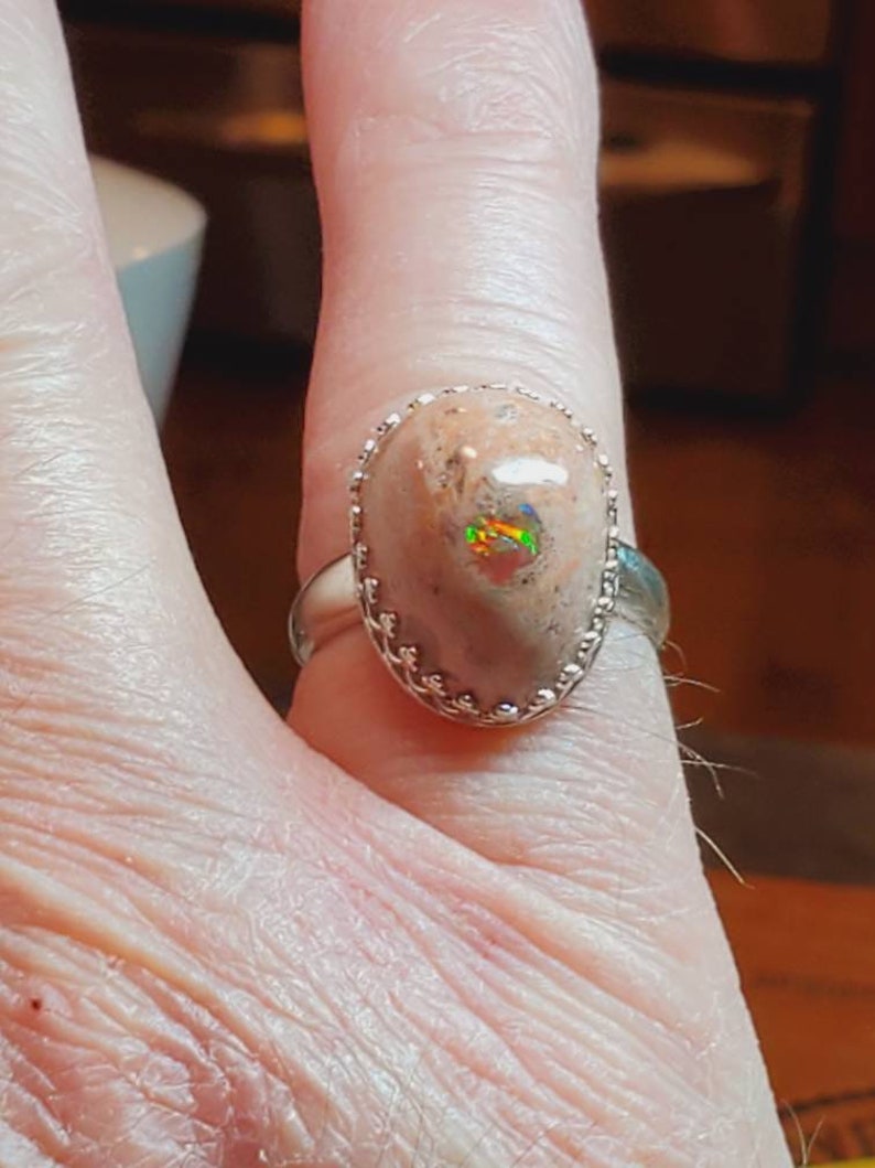 opal ring statement ring Mexican cantera opal Mexican fire opal ring Large opal ring