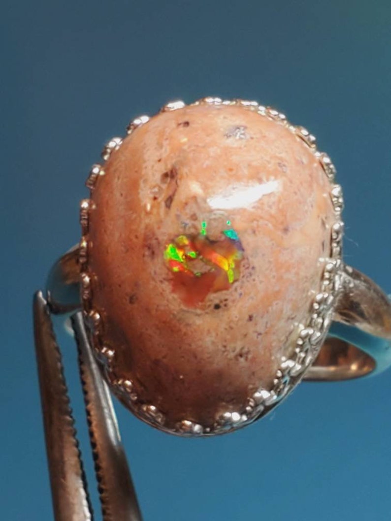 opal ring statement ring Mexican cantera opal Mexican fire opal ring Large opal ring