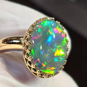 Natural opal,  natural dark opal,  fire opal ring, gold ring,  14k solid gold ring,  opal ring,  opal jewelry