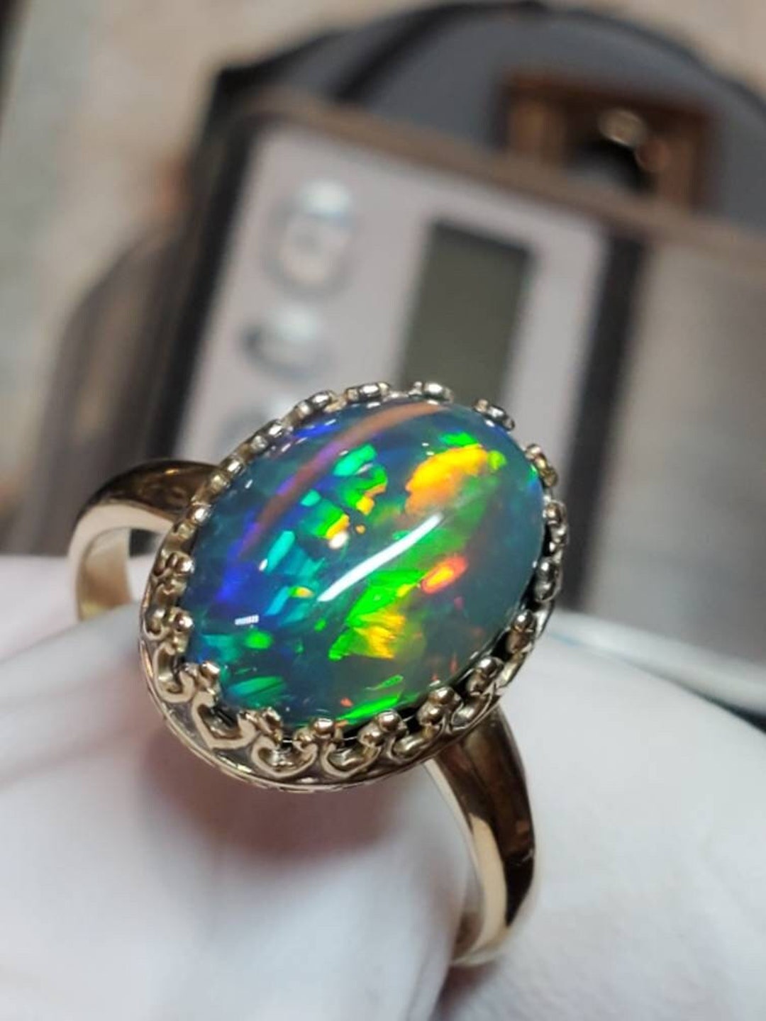 Black Opal, Gold Ring, 14k Solid Gold Ring, Ring, Opal, Natural Opal ...