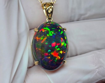 Necklace, black opal,  14k opal necklace, gold pendant, crystal necklace, opal jewelry, opal pendant, opal necklace