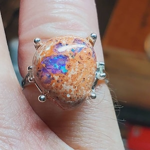 Opal engagement ring, anillo opalo, Mexican cantera opal ring, Mexican fire opal ring