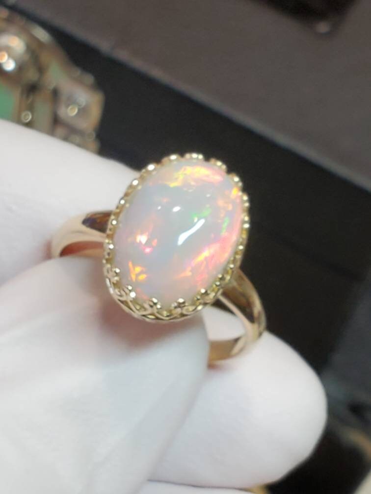 Opal Ring Pink Opal Gold Ring 14k Solid Gold Ring Ring - Etsy