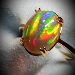 Opal ring, opal, opal jewelry, engagement ring, fire opal ring, honey comb pattern
