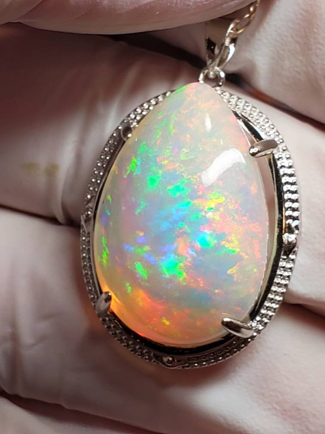 Necklace, Opal Necklace, Crystal Necklace, Large Opal Pendant, Opal ...