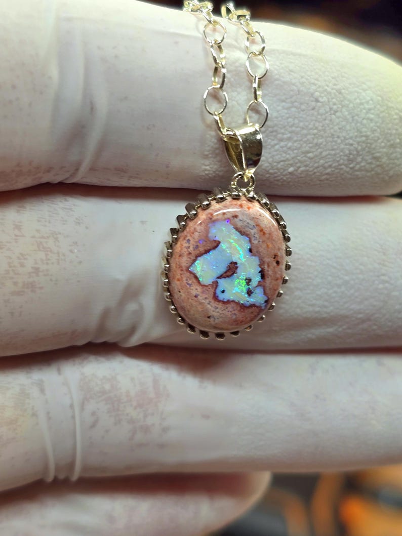 Opaalhanger, Mexicaanse cantera opaalhanger, colgante de opal, opaalketting afbeelding 8