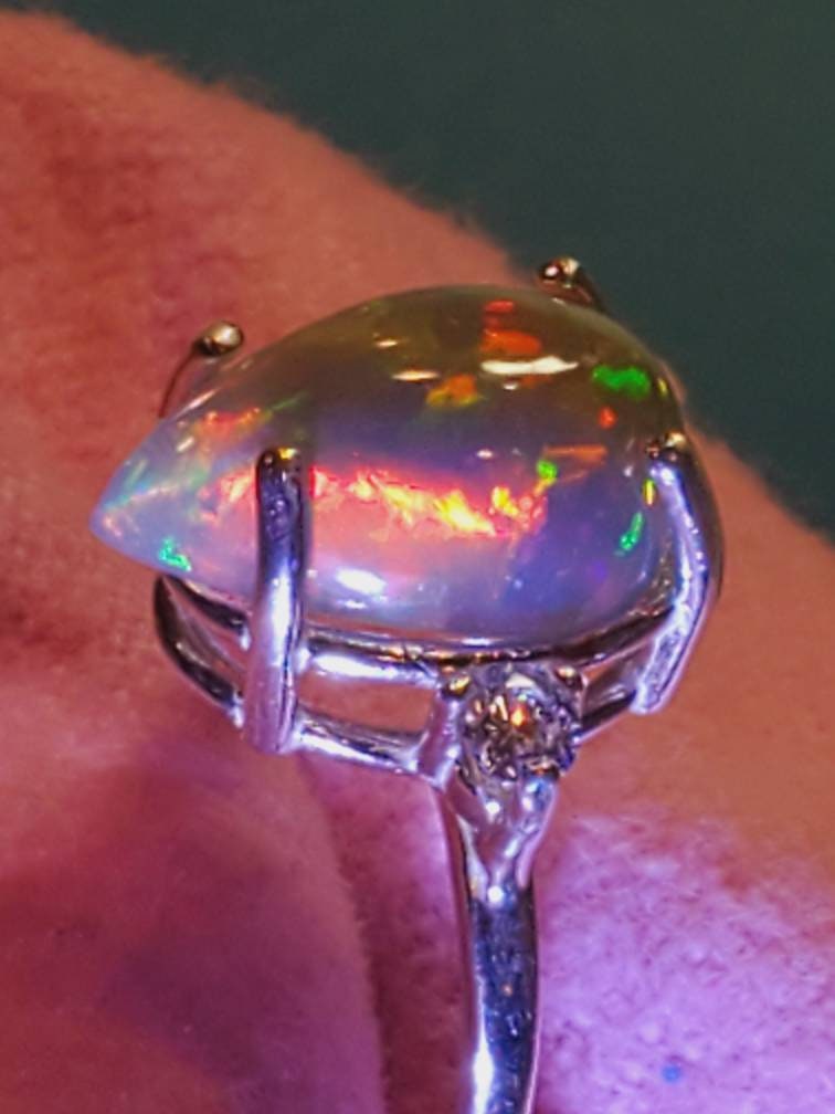 Opal Ring Black Opal Ring Dark Opal Ring Opals and CZ Opal - Etsy