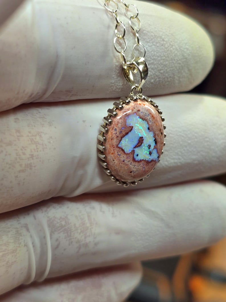Opaalhanger, Mexicaanse cantera opaalhanger, colgante de opal, opaalketting afbeelding 7