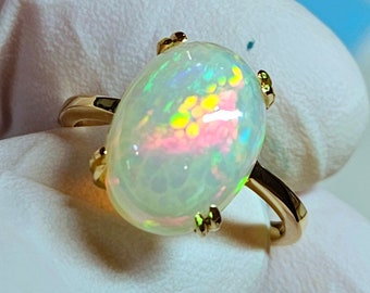 14k gold ring, gold engagement ring, engagement ring, honeycomb opal, opal jewelry, opal ring