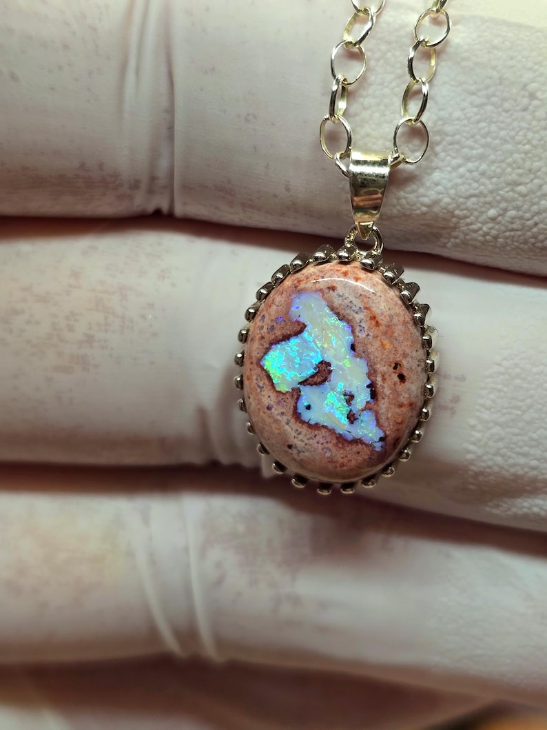 Opaalhanger, Mexicaanse cantera opaalhanger, colgante de opal, opaalketting afbeelding 5