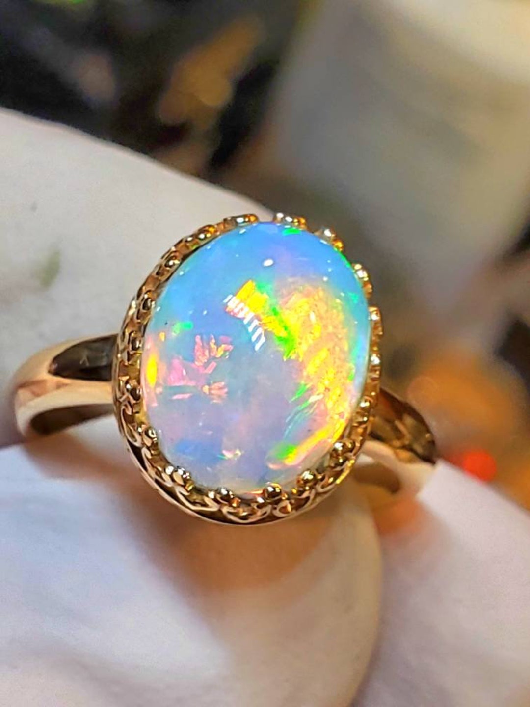 Natural Opal, Natural Opal Ring, Gold Ring, Gold Opal Ring 14k Solid ...