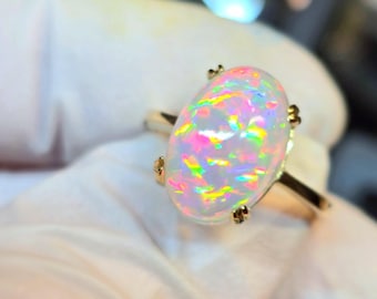 14k gold ring, crystal opal ring, very bright9 opal, gold , fire opal, engagement ring, engagement ring, opal, opal jewelry, opal ring