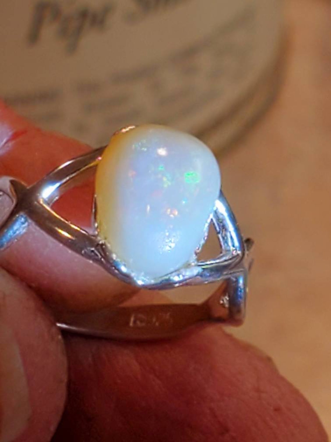 Inexpensive Opal Ring With a 2.5 Carat White Australian Etsy