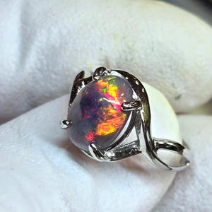 Opal ring, silver ring, black opal ring, opal ring, promise ring, wedding ring