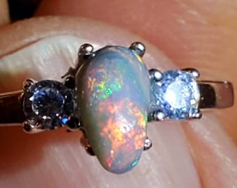 opaal ring, ring, Opal verlovingsring, Zwarte opaal ring, opaal trouwring, opaal belofte ring