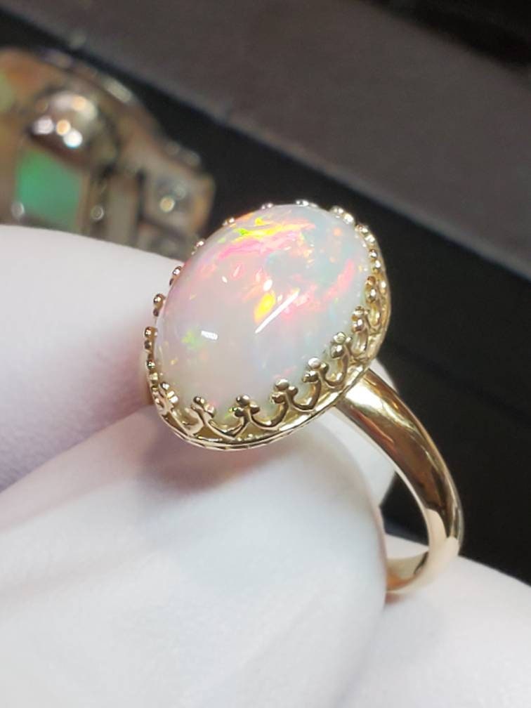 Opal Ring Pink Opal Gold Ring 14k Solid Gold Ring Ring - Etsy