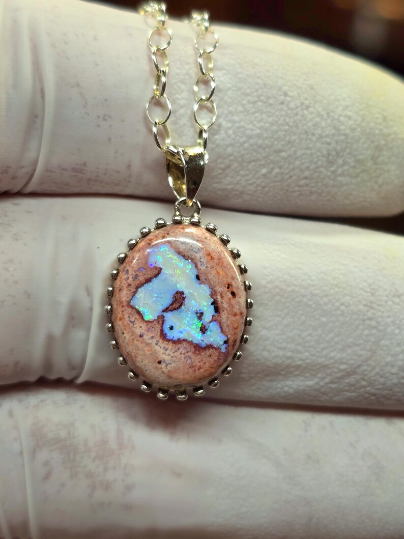 Opaalhanger, Mexicaanse cantera opaalhanger, colgante de opal, opaalketting afbeelding 4