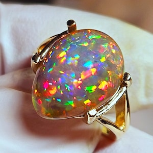 Black opal ring, natural dark, gold ring, natural opal,  opal ring, opal jewelry, rainbow opal, black fire opal,  opal