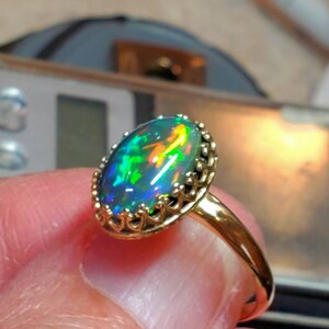 Black Opal, Gold Ring, 14k Solid Gold Ring, Ring, Opal, Natural Opal