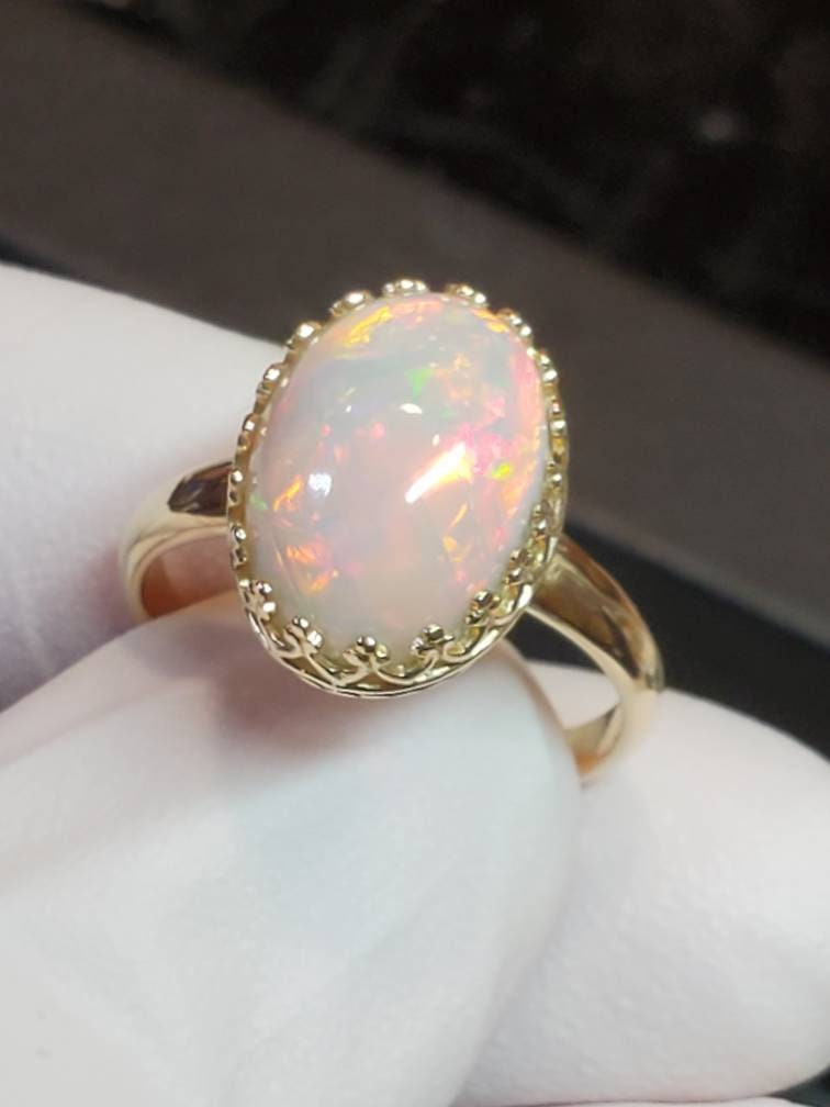 Opal Ring Pink Opal Gold Ring 14k Solid Gold Ring Ring - Etsy
