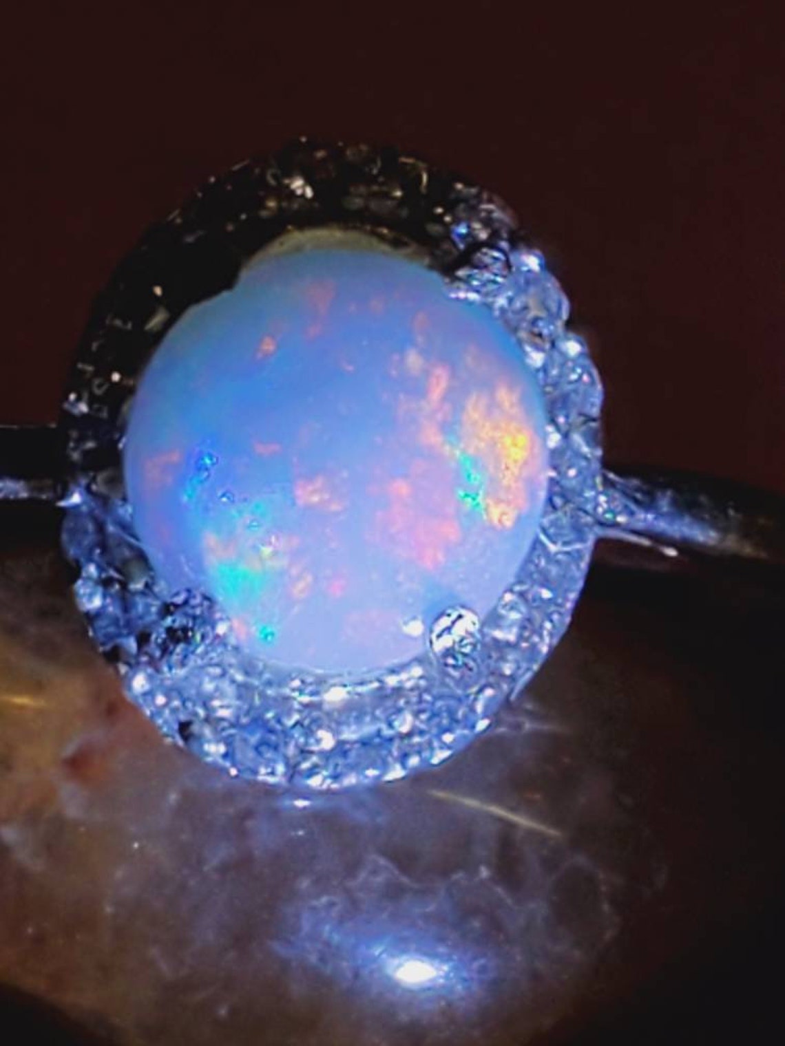 Opal Ring White Opal Ring Opal Engagement Ring Australian Etsy