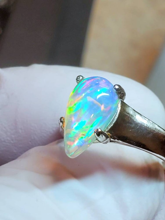 Organic Style White Crystal Opal Solitaire Ring | Burton's – Burton's Gems  and Opals