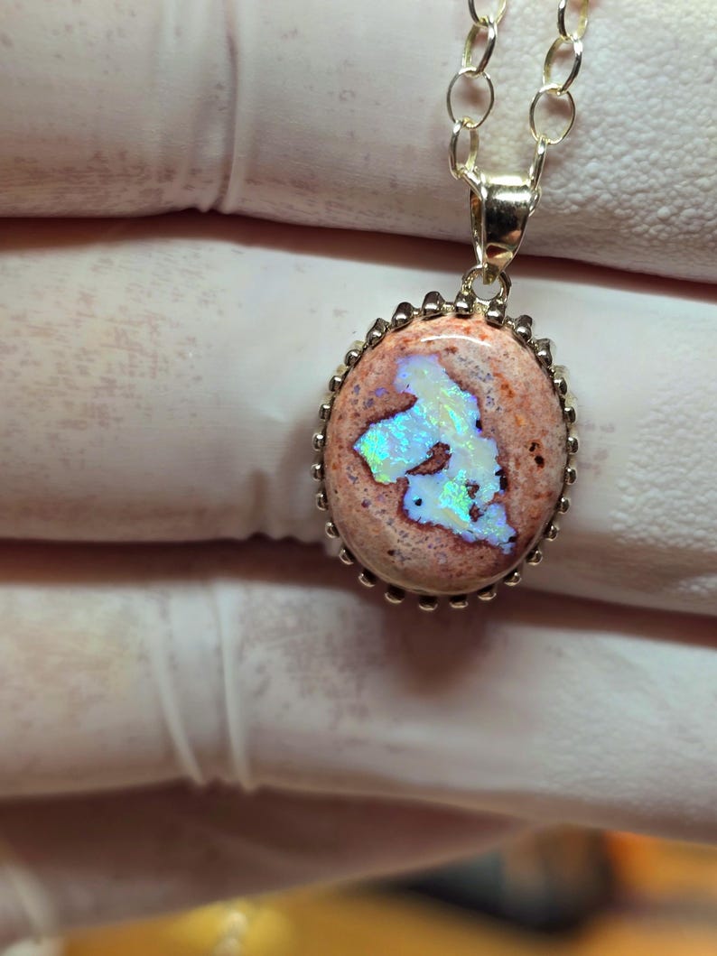 Opaalhanger, Mexicaanse cantera opaalhanger, colgante de opal, opaalketting afbeelding 3