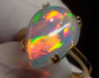 14k gold opal ring, natural opal ring, natural opal, solid gold ring,dark opal ring, gold ring, genuine opal ring, opal gift