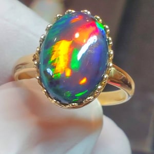 Black opal, black fire opal ring, engagement ring opal ring, opal jewelry, opal