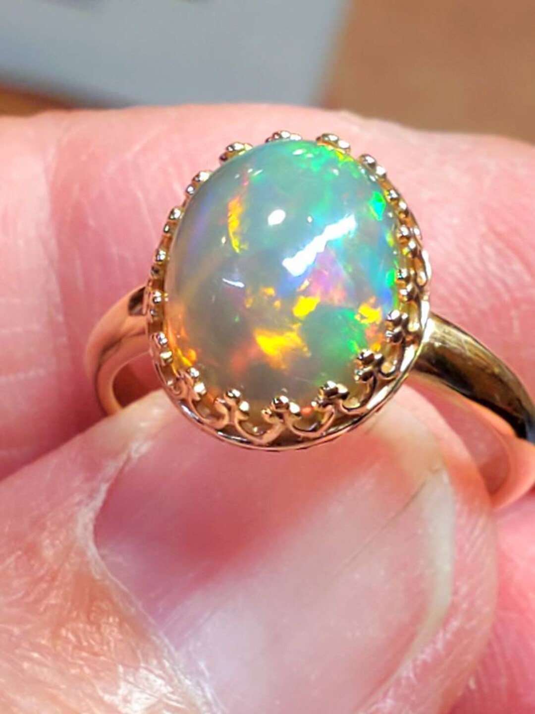 Gold Ring, 14k Gold Ring, Crystal Ring, Opal, Opal Jewelry, Natural