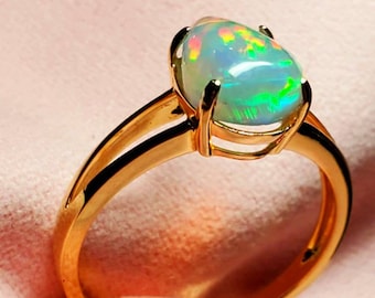 Gold engagement ring, 14k solid gold ring,  14k engagement ring, gold ring,  gold opal ring