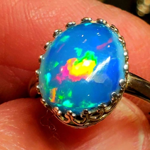 Opal Engagement Ring Opal Ring Australian Opal Ring Celtic | Etsy