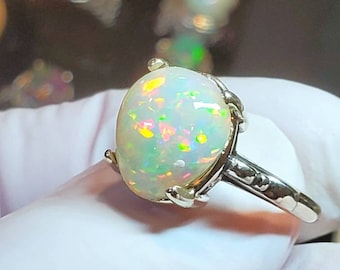 Opal ring, crystal ring, opal jewelry, crystal opal ring, engagement ring, wedding ring, anniversary Ring