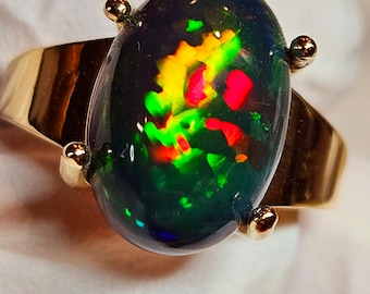 opal ring, naturally dark, opal ring,  natural opal ring,  engagement ring,  black fire opal ring,  opal jewelry,  opal gift