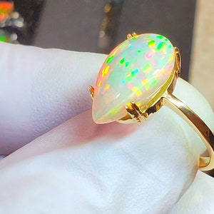 Natural opal ring,  engagement ring,  gold engagement ring, 14k solid gold ring,  gold opal ring