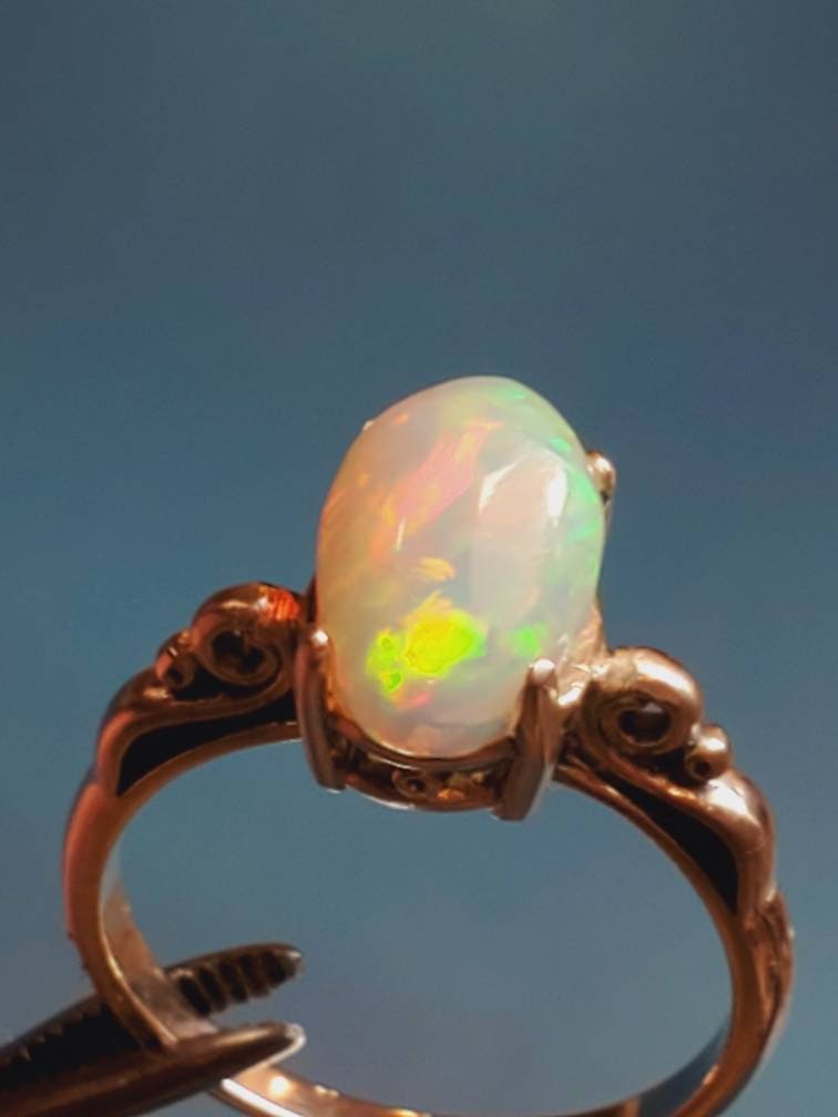Opal Ring Opal Engagement Ring Rainbow Opal Ring - Etsy