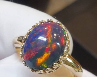 Natural opal ring,  black fire opal ring , statement ring,  promise ring,  opal ring, opal jewelry