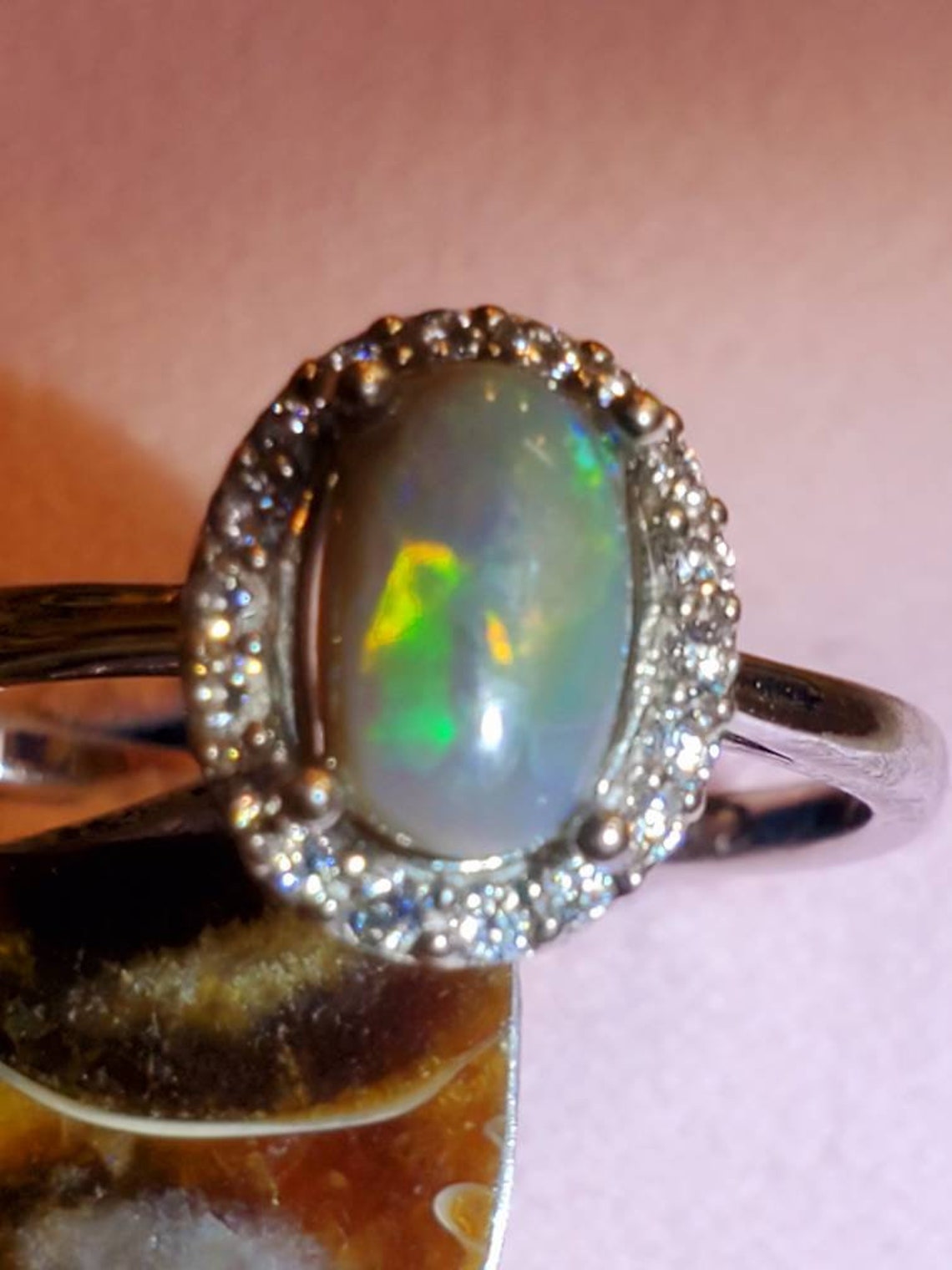 Opal engagement ring opal wedding band opal anniversary | Etsy