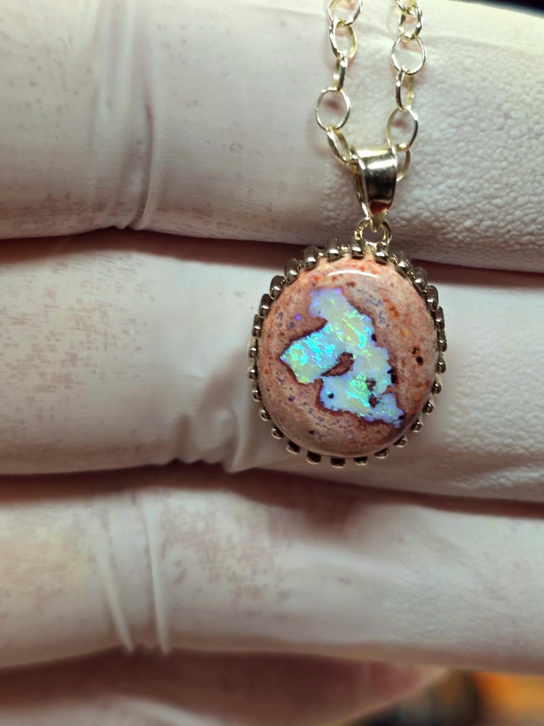 Opaalhanger, Mexicaanse cantera opaalhanger, colgante de opal, opaalketting afbeelding 6