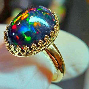 Black opal, black fire opal ring, engagement ring,  opal ring, opal jewelry, opal, natural opal