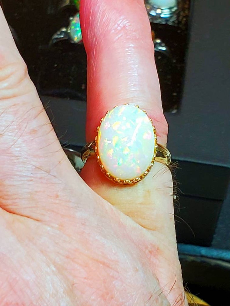 Statement Ring, Gold Ring, Opal Ring, 14k Solid Gold Opal Ring, Natural ...