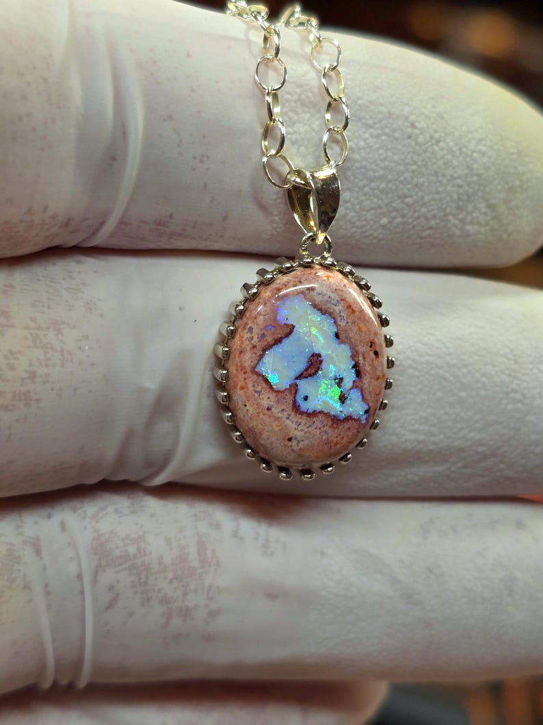 Opaalhanger, Mexicaanse cantera opaalhanger, colgante de opal, opaalketting afbeelding 2