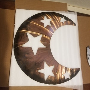 Wall decor rustic Moon stars Large plasma cut crescent Moon - Garden Outdoor fence decorations Celistal Decor Art, birthday gift for her