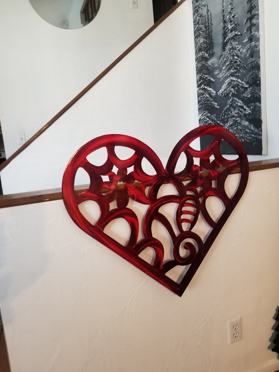 Metal Wall Art Heart Red Home Decor Metal Hearts Wall Decor Etsy