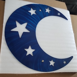 metal wall decor Moon with stars patio wall decor - Large plasma cut Moon - Garden Outdoor Celistal Decor Art, birthday gift for her