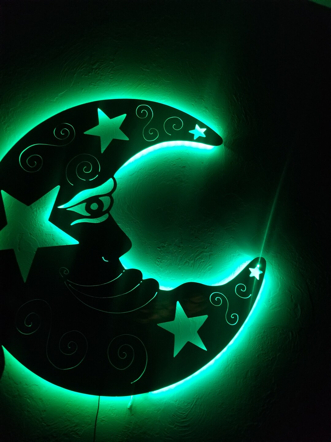 Metal Wall Sculpture Moon Home Decor Led Lights Moon 48 in Plasma Cut ...
