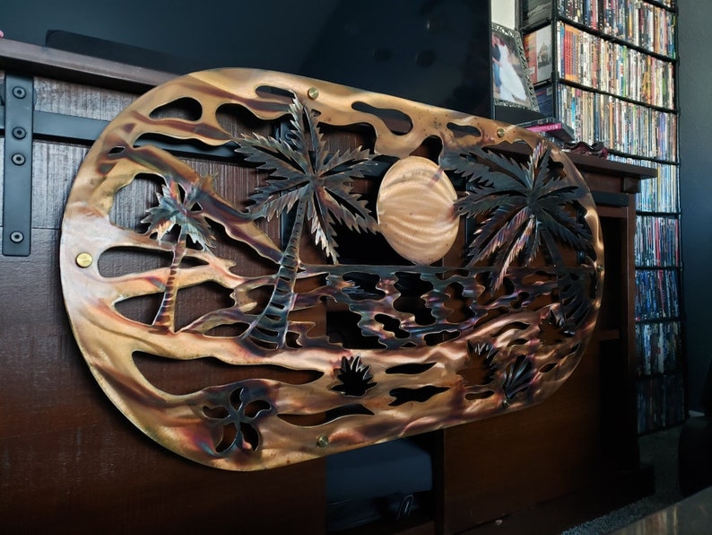 Beach Decor Metal Wall Sculptures Tropical Ocean Scene Etsy